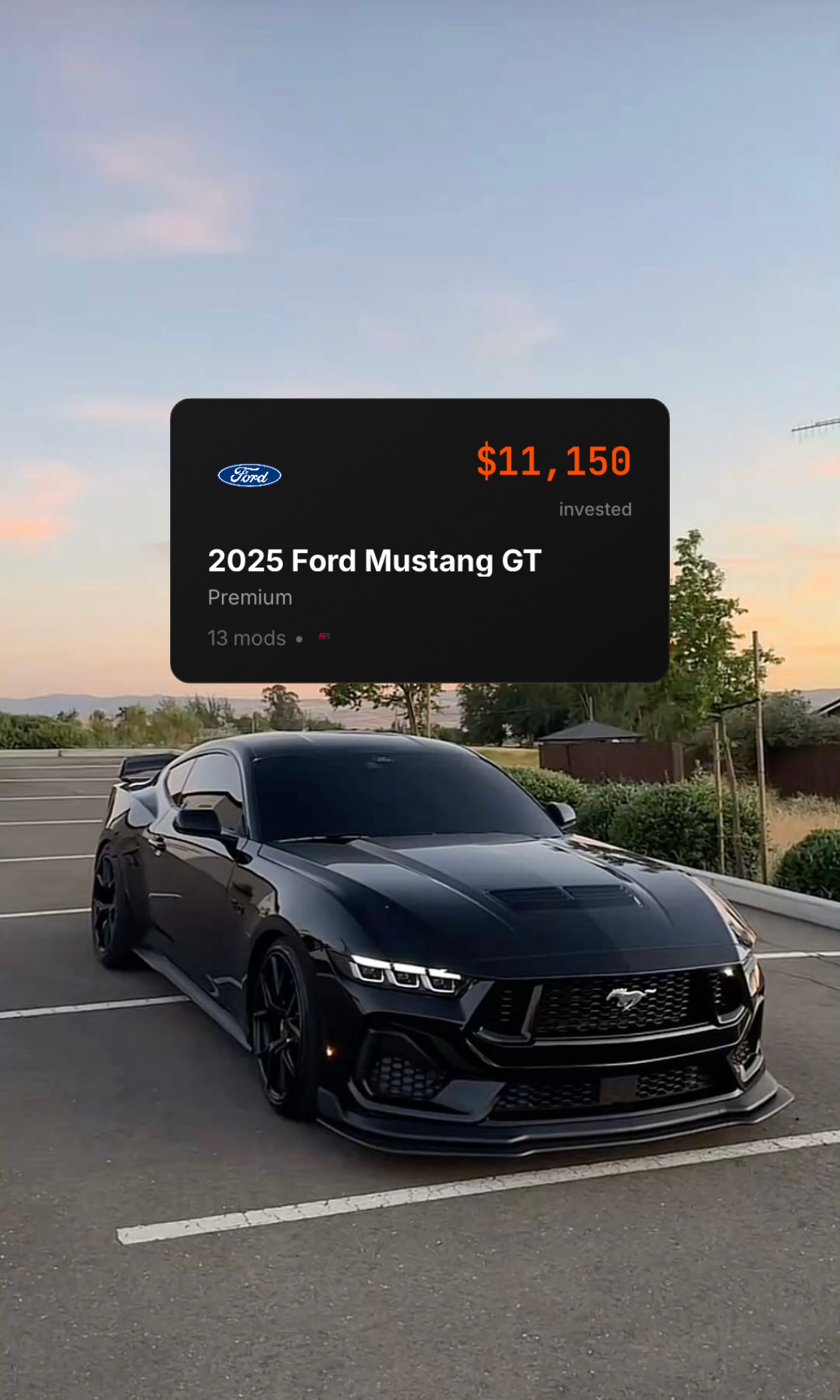 Mustang build card post preview